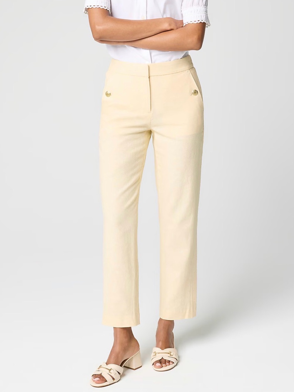 J. Crew Yellow Sailor Linen Straight-Leg Dress Pants